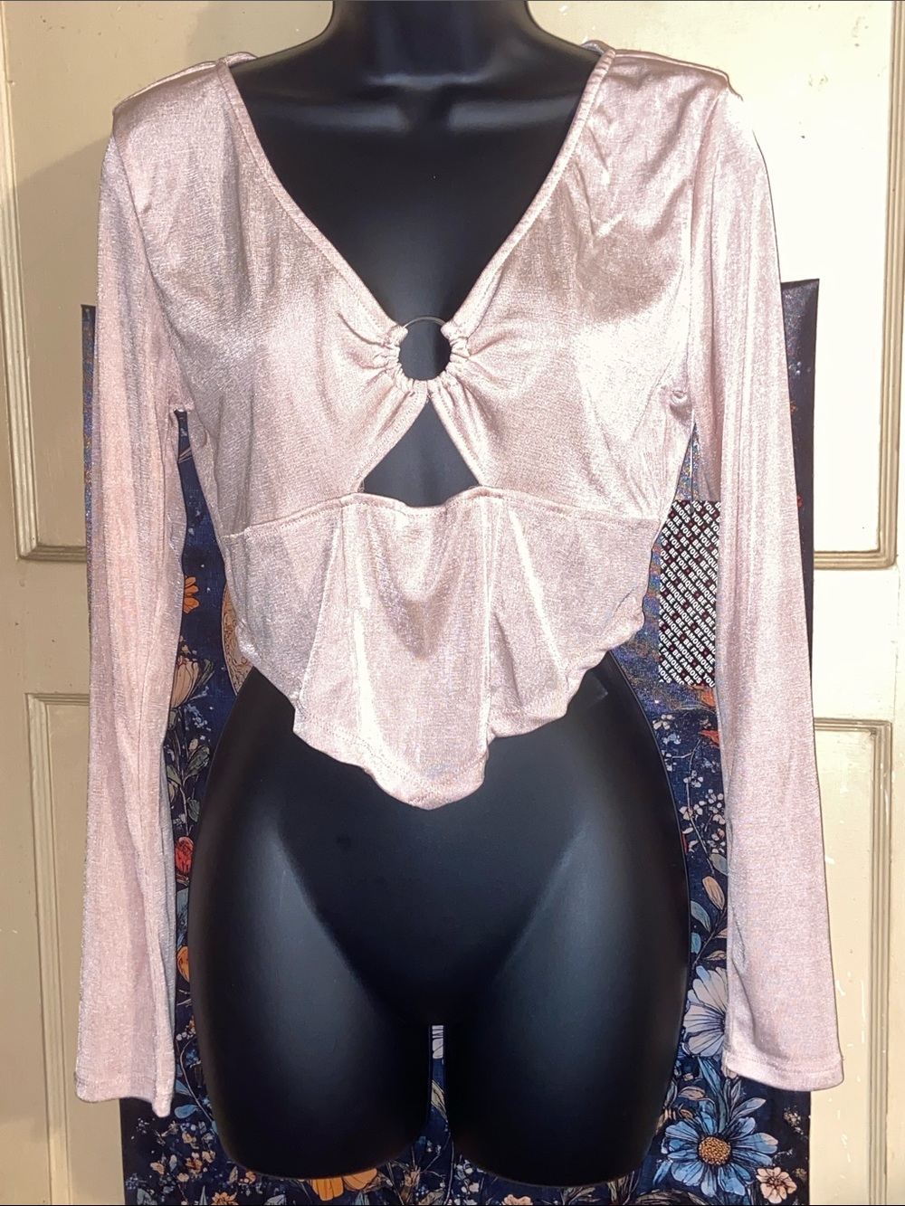 PALE PINK CROPPED LONG SLEEVE TOP NWT Almost Famous Blush